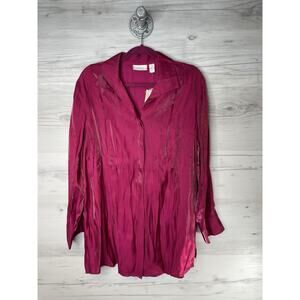 Chico's Shirt Womens XL Chicos 3 Tukana Raspberry‎ Helaina Shimmery Shine